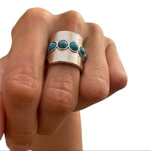 LIA SOPHIA Silver w/Turquoise Stone ring, size 7